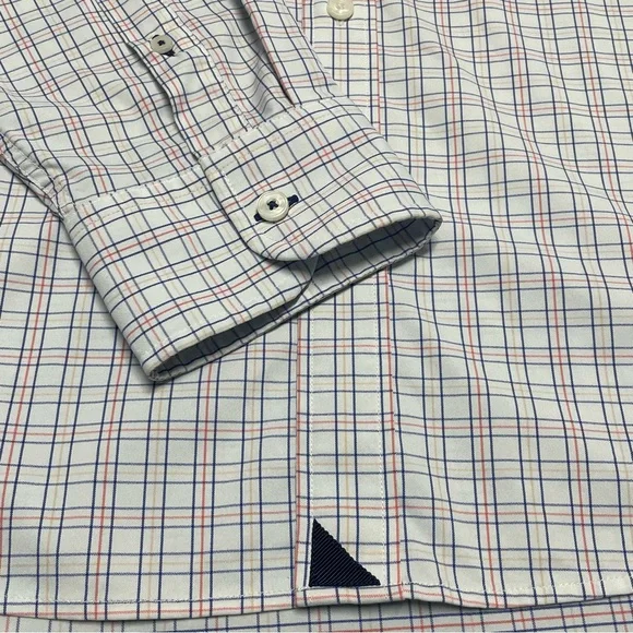 UNTUCKit Shirt Mens 3XL White Blue Plaid Nylon Performance Stretch Long Sleeve - Picture 4 of 11
